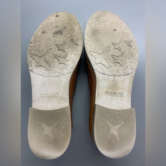 Pikolinos 37 Moccasins Flat Boat Shoes Cognac white leather - Picture 5 of 7